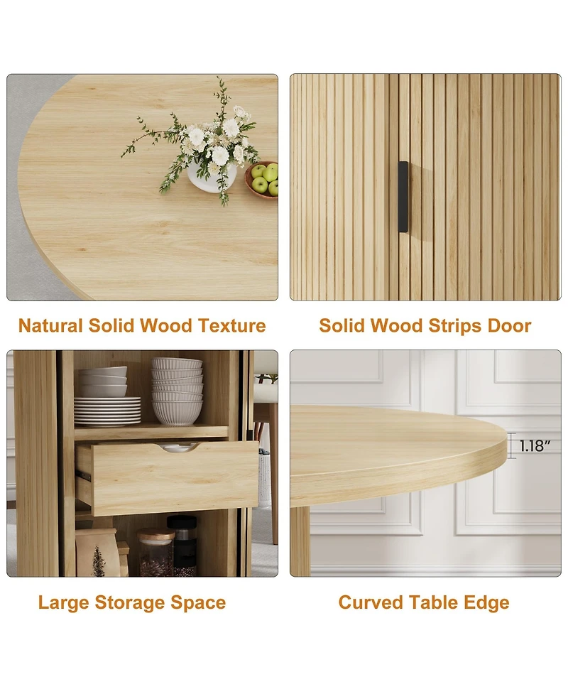 homfan 47 In Round Dining Table with Storage Shelf and Drawer, Farmhouse Kitchen Table for 4-6, Easy Assembly, Table Only