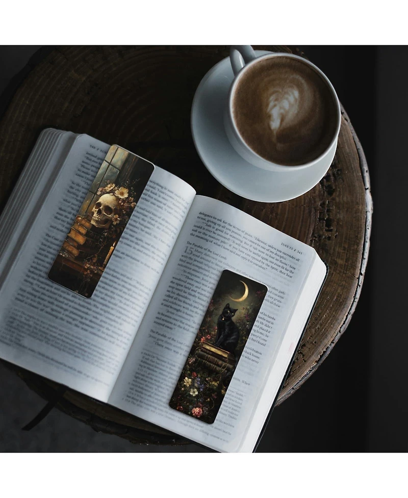 Gnuadz Gothic Dark Academia Bookmarks Vintage Flowers Black Cat