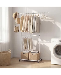 Costway Garment Rack with Extendable Rods, Clothes Stand on Wheels for , Dressing Rooms