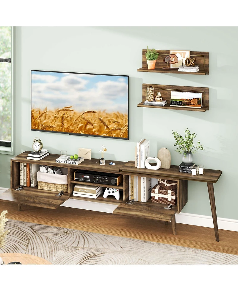 Gymax Tv Stand Rustic Farmhouse Entertainment Center Suits TVs up to 85 Inches