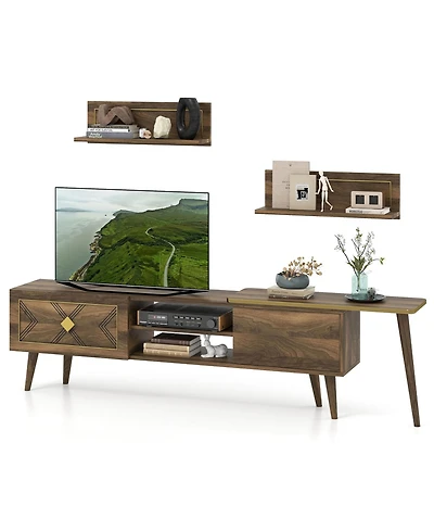 Gymax Tv Stand Rustic Farmhouse Entertainment Center Suits TVs up to 85 Inches