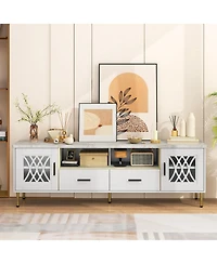 Gymax Modern Faux Marble Entertainment Center 71-Inch Tv Stand