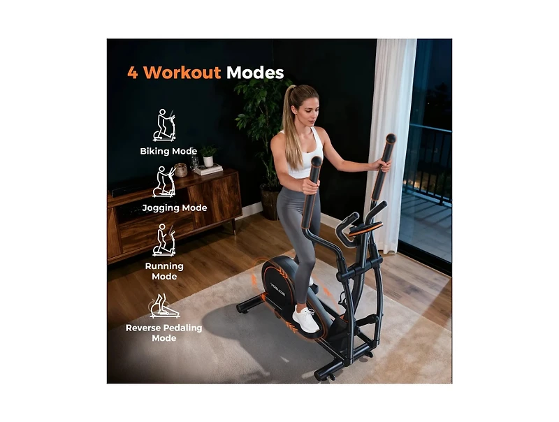 Fed Fitness Glide Pro-Level Elliptical, 20" Stride, Ultra Quiet Magnetic Drive with 16 Levels, 4-in-1 Modes and Bluetooth for Home Gym
