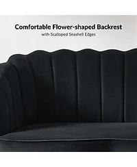 Hulala Home Hendrix Contemporary 50.2" Velvet Loveseat Sofa with Metal Legs