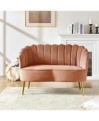 Hulala Home Hendrix Contemporary 50.2" Velvet Loveseat Sofa with Metal Legs