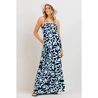 Hello Miz Maternity Floral Strapless Empire Waist Maxi Dress with Side Pockets