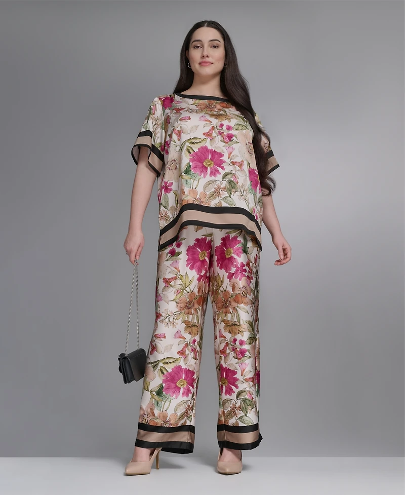 Karl Lagerfeld Paris Plus Printed Boat Neck Top