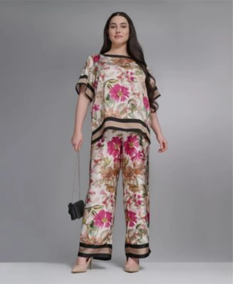Karl Lagerfeld Paris Oversized Boat Neck Printed Floral Pant