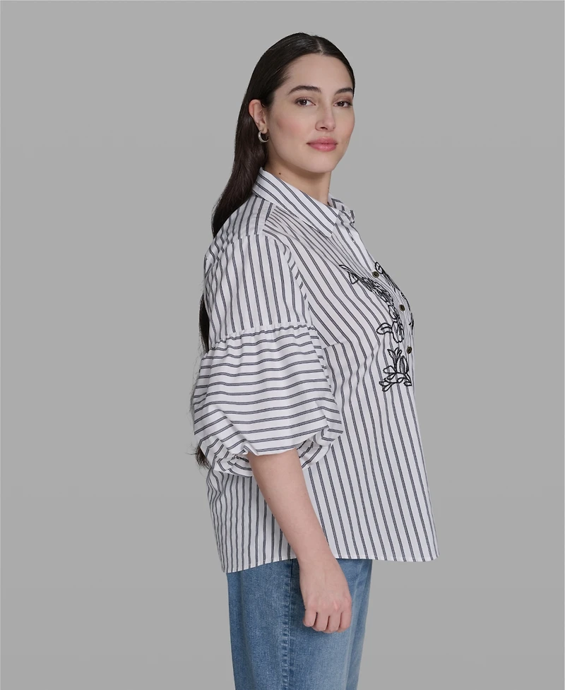 Karl Lagerfeld Paris Plus Cotton Collared Shirt