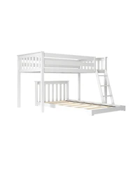 Max & Lily Low Loft, White with Classic Twin Floor Bed