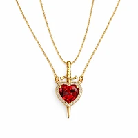 Rebl Jewelry Gold Heart and Dagger 2-Piece Necklace Set