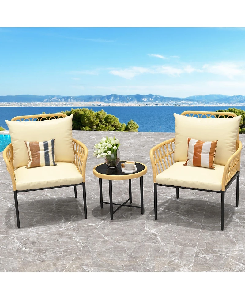 homfan All-Weather 3-Piece Patio Sofa Set