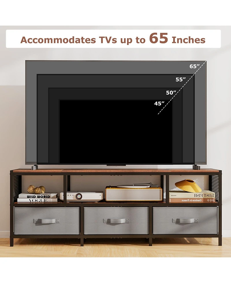 Gymax Tv Stand for TVs with Power Outlets Usb Charging Open Shelf