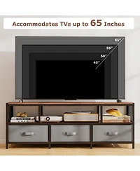 Gymax Tv Stand for TVs with Power Outlets Usb Charging Open Shelf