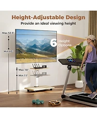 Gymax Rolling Tv Stand on Wheels with 30 Degree Tilt Mount Adjustable Shelf and Cable Management