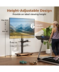 Gymax Rolling Tv Stand on Wheels with 30 Degree Tilt Mount Adjustable Shelf and Cable Management