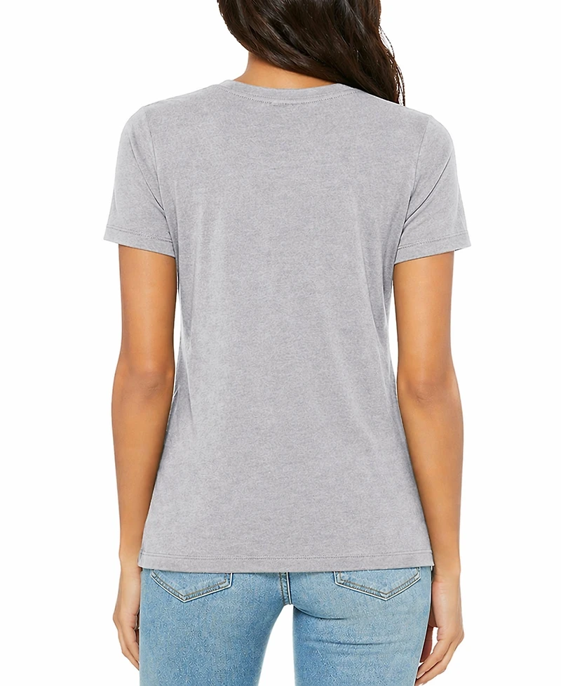 Blu Rock Women's Loose Fit Short Sleeve V-Neck Cotton Stretch Tees