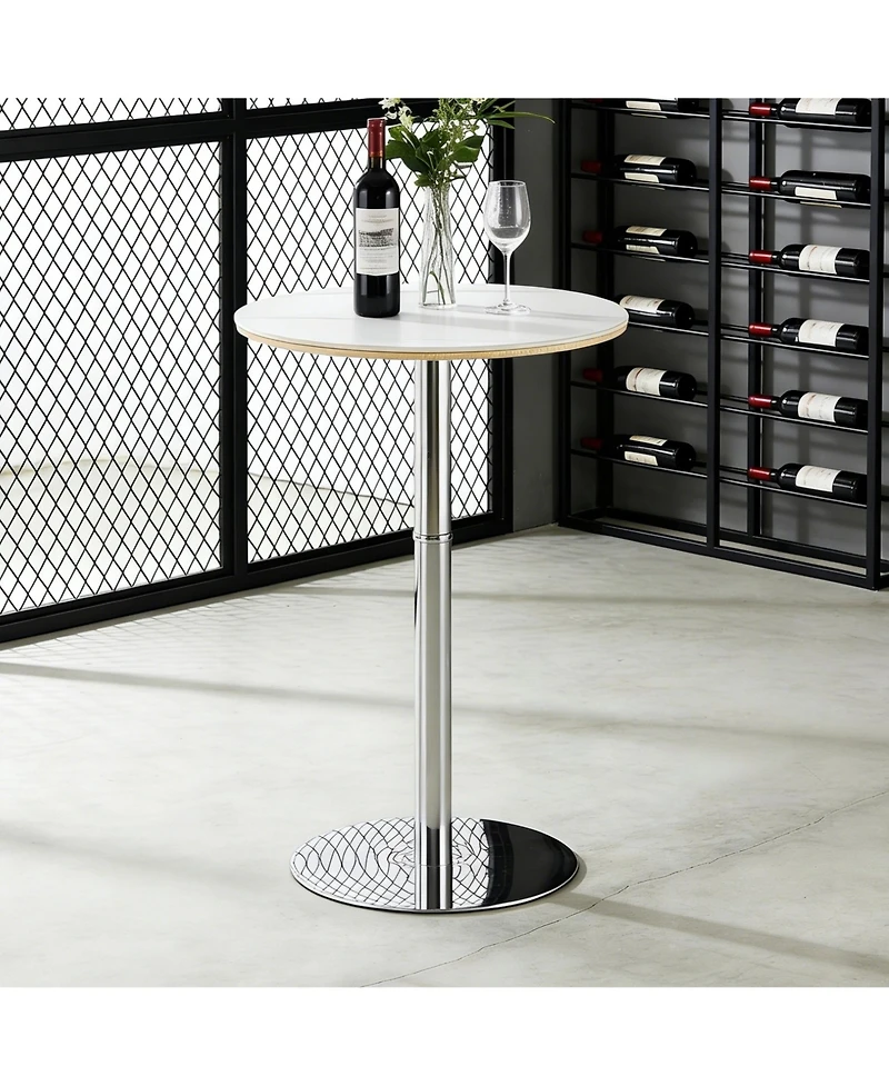 flynama 39" Rock Slab Bar Table with Silver Base and Legs