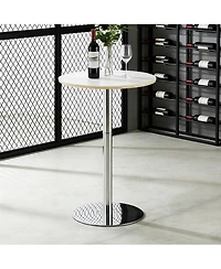flynama 39" Rock Slab Bar Table with Silver Base and Legs