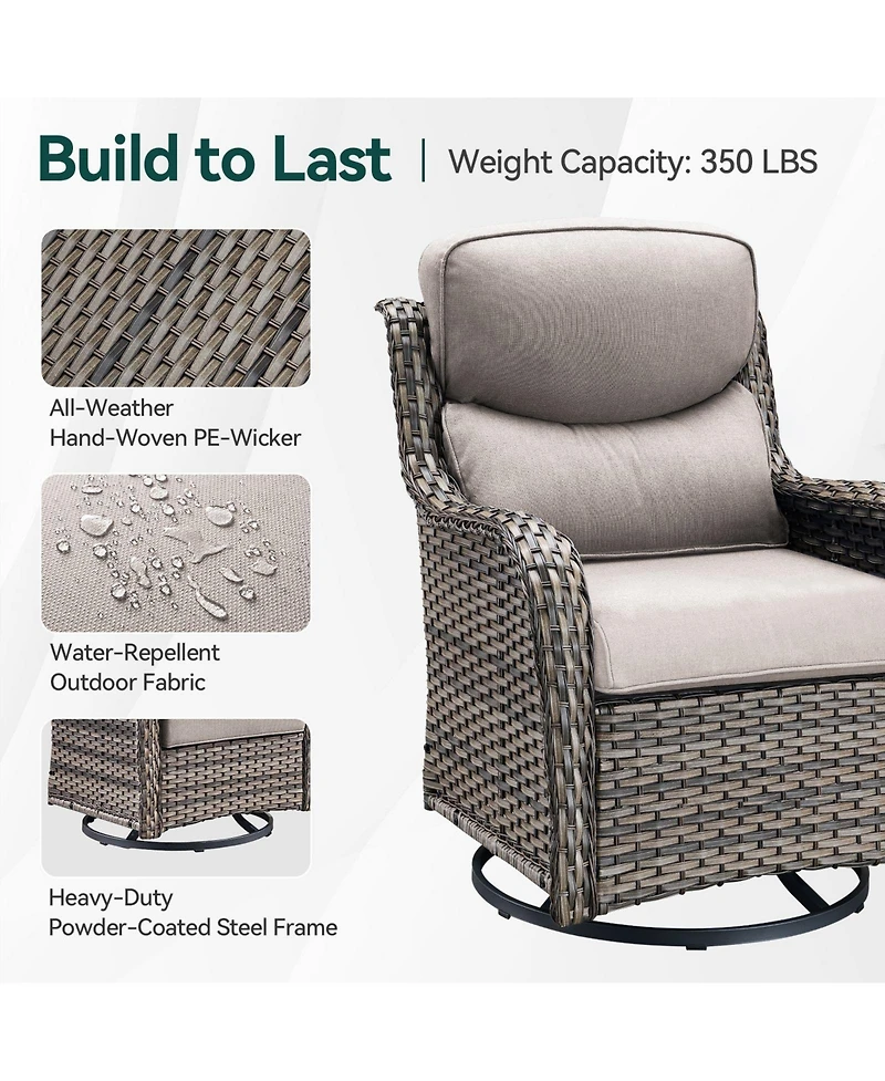 Pocassy 4 Pieces Outdoor Gliders Chairs Swivel Chairs with 5-Inch Thick Cushions