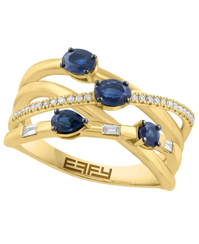 Effy Collection Sapphire (3/4 ct. t.w.) & Diamond (1/6 ct. t.w.) Ring in 14k Yellow Gold
