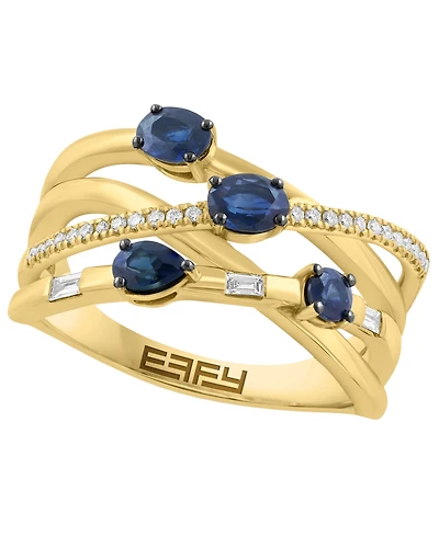 Effy Collection Sapphire (3/4 ct. t.w.) & Diamond (1/6 ct. t.w.) Ring in 14k Yellow Gold