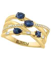 Effy Collection Sapphire (3/4 ct. t.w.) & Diamond (1/6 ct. t.w.) Ring in 14k Yellow Gold
