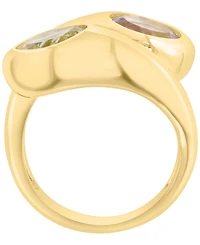Effy Collection Pink Amethyst (1-7/8 ct. t.w.) & Green Amethyst (2-3/8 ct. t.w.) Ring in Gold Over Silver