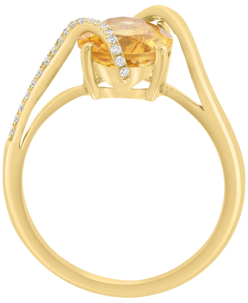 Effy Collection Citrine (1-7/8 ct. t.w.) & Diamond (1/10 ct. t.w.) Ring in 14k Yellow Gold