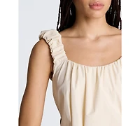 Kenneth Cole Women's Seoul Knit Ruched Scoop Neck Tank Top