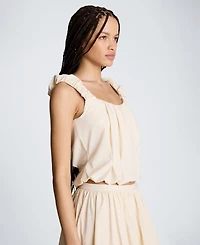 Kenneth Cole Women's Seoul Knit Ruched Scoop Neck Tank Top
