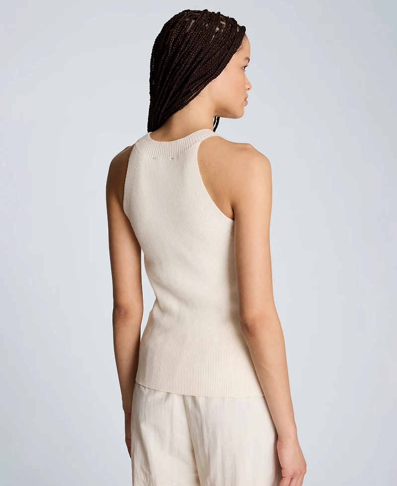 Kenneth Cole Women's Sleeveless Cotton High Crewneck Tank Top