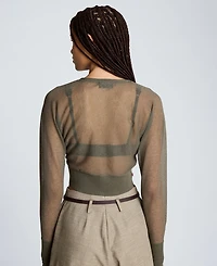 Kenneth Cole Women's Sheer Saddle Shoulder Crop Cardigan