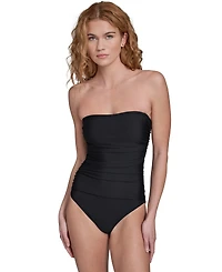 Calvin Klein Women's Shirred Bandeau Neck One-Piece Swimsuit