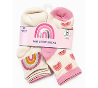 Rainbow Sugar Girls' 4-8.5 Mid Crew Socks, 8-Pack