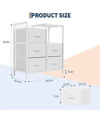 gaomon 5 Drawer Mobile File Cabinet with Open Storage Shelf, Rolling Printer Stand and Fabric Lateral Filing Cabinet for Home Office