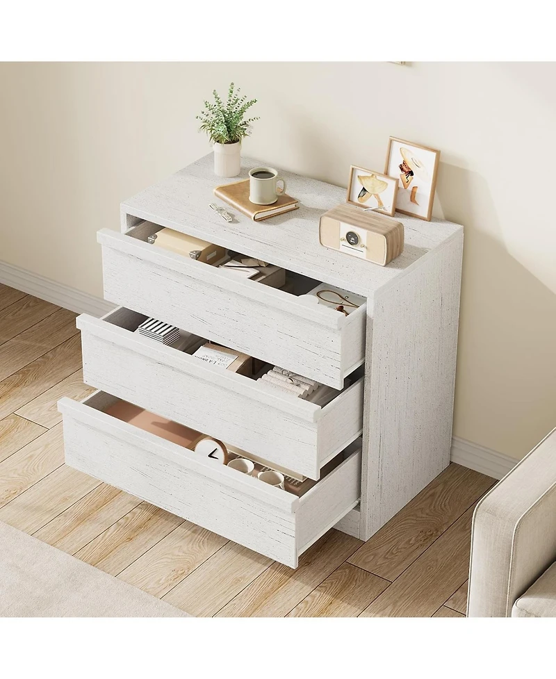 homfan Versatile Modern Dresser - 3 and 4 Drawer Tall Bedside Table Chest for Bedroom, Living Room, Entryway Large Storage, Small