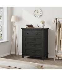 homfan 4 Dresser for Bedroom, 34.8" Tall Vertical Drawer with Large Storage, Freestanding Wooden Closet Chest Living Room