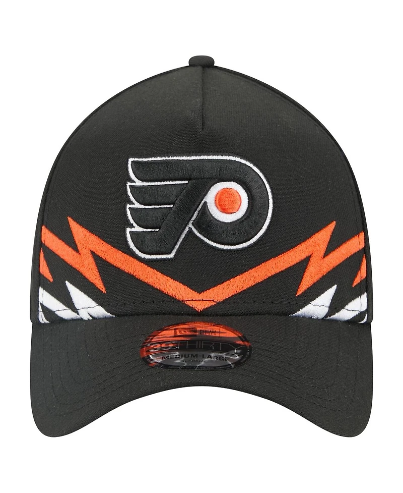 New Era Men's Black Philadelphia Flyers 39THIRTY A-Frame Perforated Flex Hat