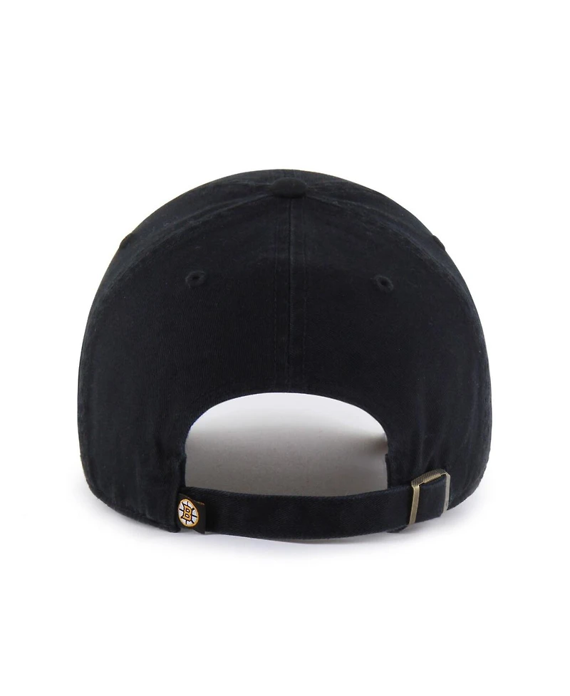 47 Brand Men's Black Boston Bruins Alternate Logo Clean Up Adjustable Hat