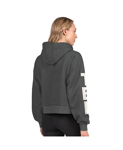 Starter Women's Heather Charcoal Pittsburgh Penguins Star Player Cropped Fleece Hoodie