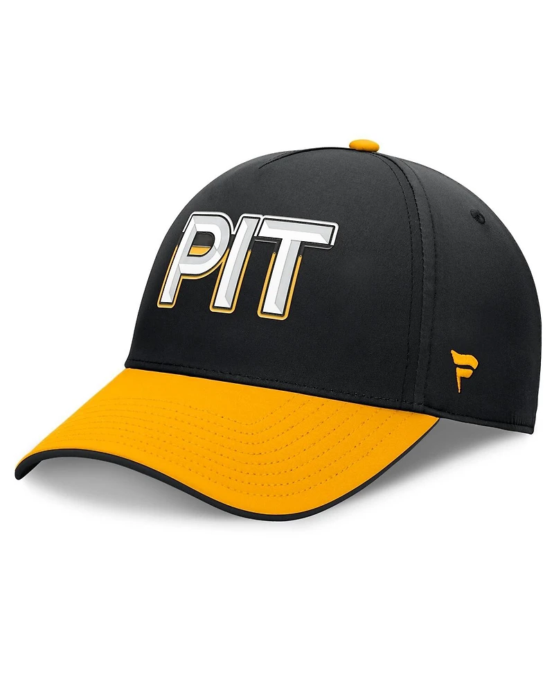 Fanatics Men's Black/Gold Pittsburgh Penguins Authentic Pro Rink Team Code Flex Hat