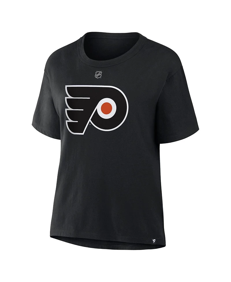 Fanatics Women's Matvei Michkov Black Philadelphia Flyers Authentic Stack Name & Number T-Shirt