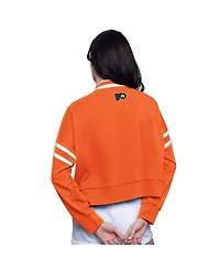 Starter Women's Orange Philadelphia Flyers Power Play Cropped Pullover Sweatshirt