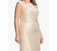 Betsy & Adam Plus Sleeveless Crewneck Gown