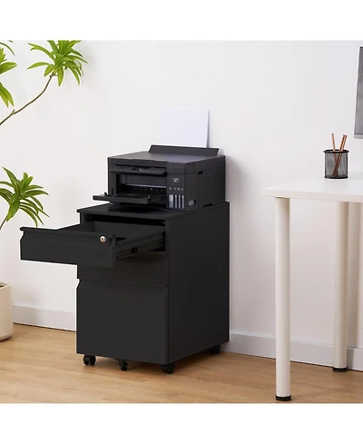 gaomon Filing Cabinets for Home Office Organizer, 3 Drawer Mobile File Cabinet with Lock and Anti-Tip Wheel,Under Desk Metal