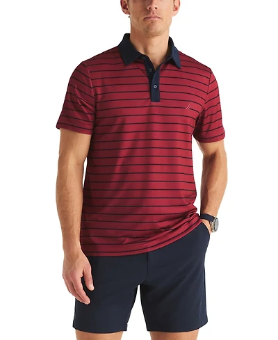 Nautica Men's Striped Moisture-Wicking Classic-Fit Polo Shirt