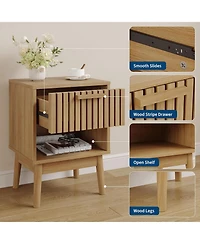 gaomon Boho Nightstand with Drawer and Open Shelf
