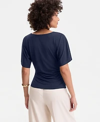 I.n.c. International Concepts Women's Ruched-Waist Short-Sleeve T-Shirt, Macy's Exclusive