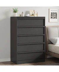 homfan 5 Drawer Dresser for Bedroom, Antique White Chest of Drawers 43" Tall with Large Storage Space, Modern Organizer Living Room